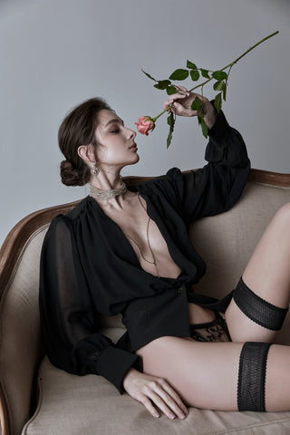 black blouse lingerie