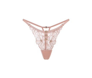 beige thong with accessories